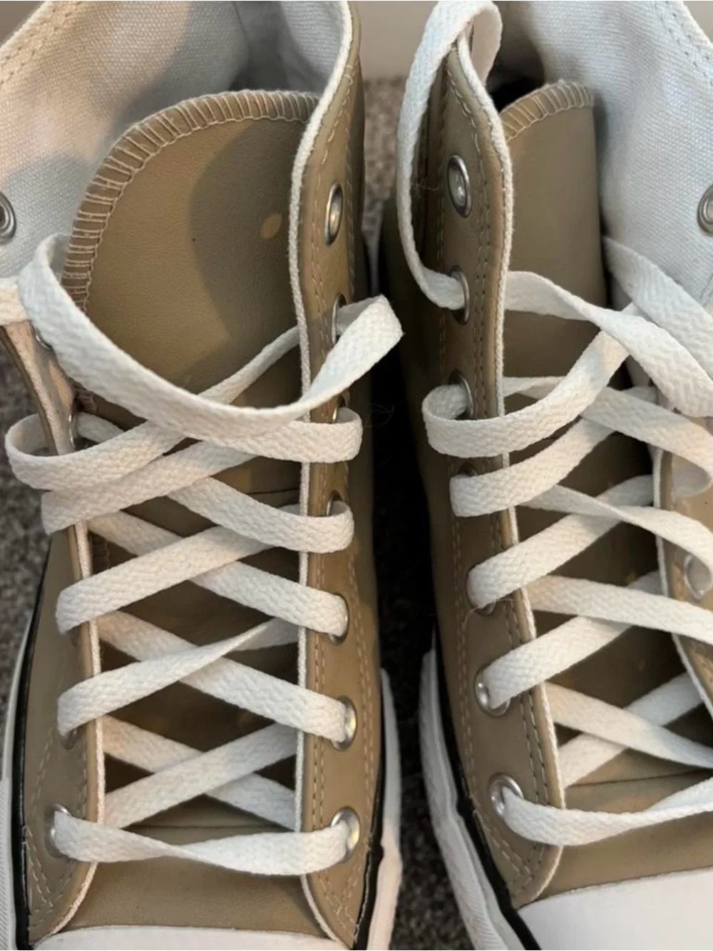 Converse All Star High-Top Sneakers in Beige and White